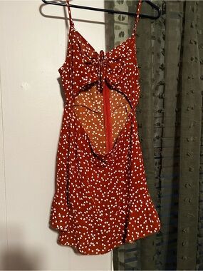 Rust Heart Print Cutout Romper